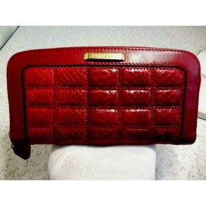 Jimmy Choo Red Leather Trim Quilt Snakeskin Wallet